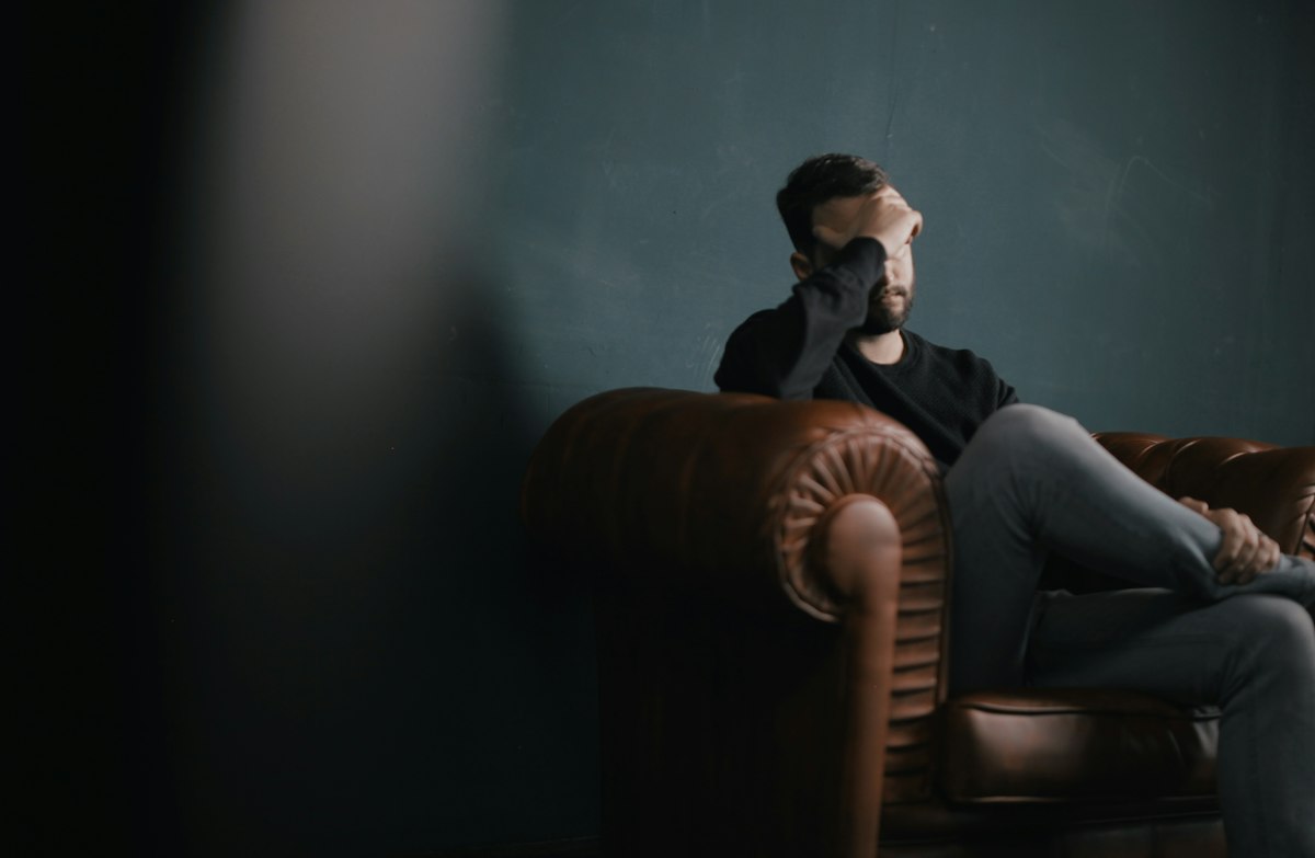 Calm woman healing in therapy